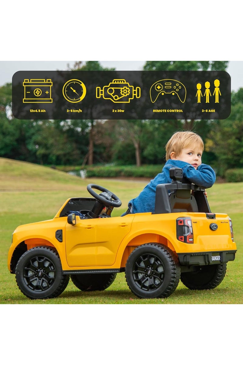 Ford Ranger Ride on Pickup 12V RC & Manual Drive – Yellow - Image 5